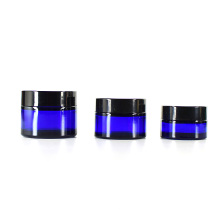 10g 15g 20g 30g 50g 100g blue glass cream cosmetic packaging jar with black  for facial body cream